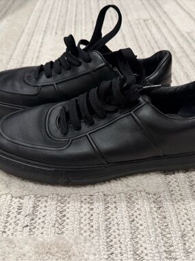 Moncler Black Leather Low-Top Sneakers